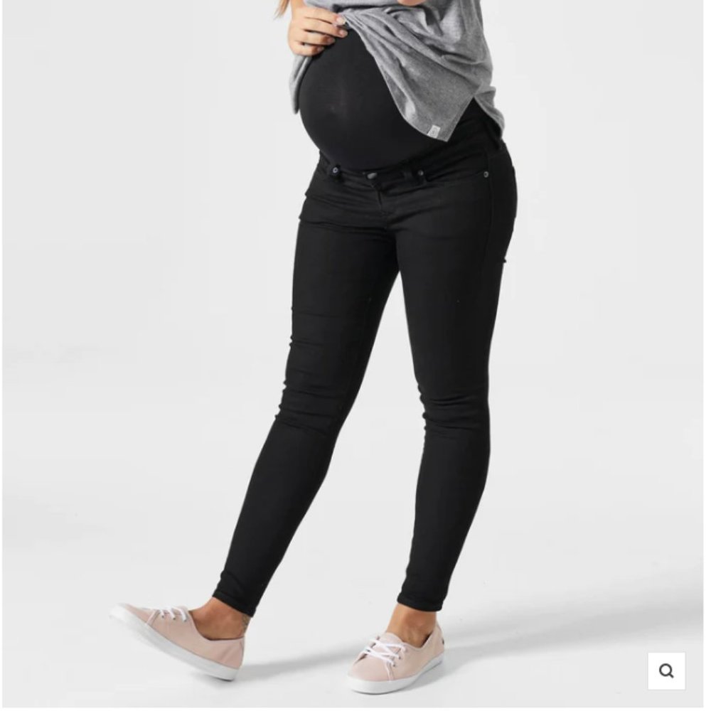 BLANQI Denim Maternity Belly Support Skinny Jeans Black Clean Wash Size 10